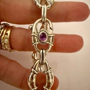 Scott Kay 925 Silver Links Bracelet with Amethyst Gem 💎 NWT💫